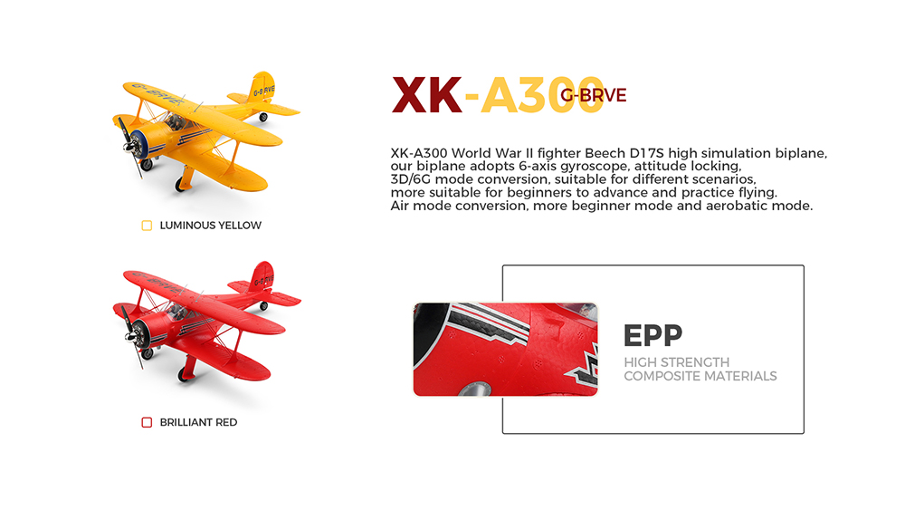 XK-A300-Beech-D17S-Spannweite-550mm-24GHz-4CH-3D--6G-System-EPP-Starrfluumlgel-RC-Flugzeug-Biplane-R-2001214-2